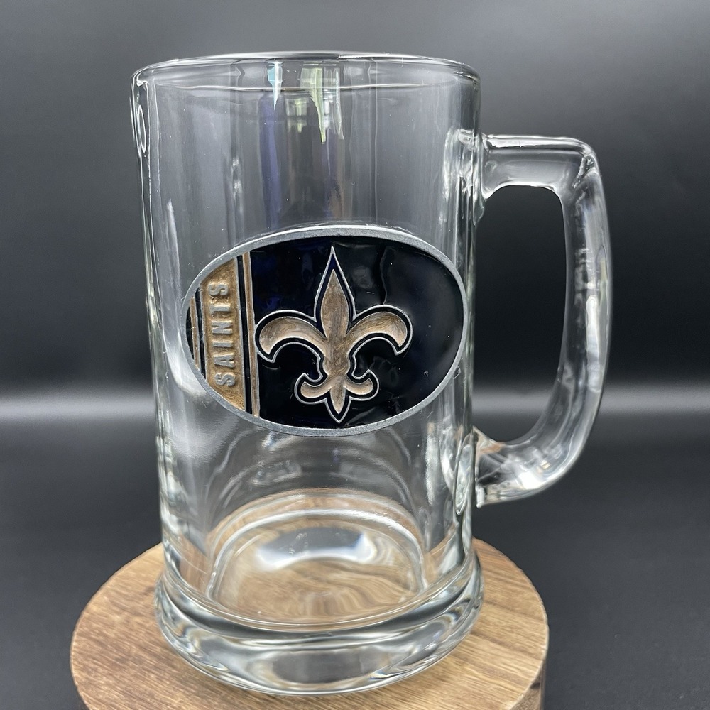 NFL NEW ORLEANS SAINTS  Football 12‎ Oz Glass Beer Mug Stein Handle 2008